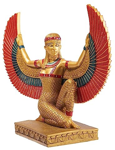 lachineuse - Isis-Figur geflügelt 21 cm - Statue der Göttin Isis rot und Gold - Figur für die Inneneinrichtung des Alten Ägypten - Ägyptens Dekorationsobjekt - Originelle Geschenkidee