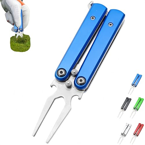 Golf Alloy Forks, Foldable Golf Course Essential with Bottle Opener, Folding Butterfly Divot Tool, Multifunctional Accessory Tools,Great Gift for Men and Women