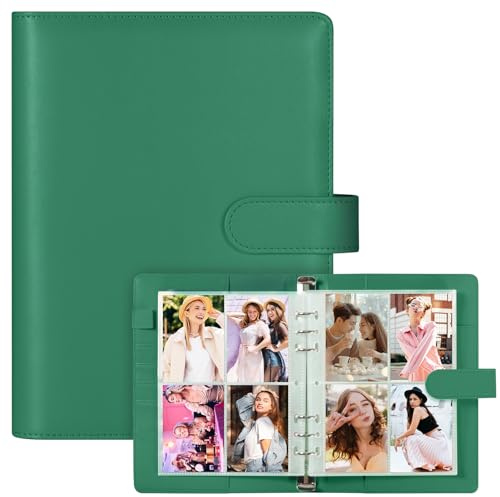A5-Bindekarte Sammler mit 30 Pack 4-Pocket-Seiten,6 Ringbuch-Album mit 240 Kartenfächern, PU-Leder-Bindemittel mit magnetischem Schnallenverschluss zum Organisieren von Sammelkarten (Waldgrün)