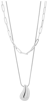 Akzent Kette Damen - Premium Layering-Halskette Damen in Gold & Silber aus Edelstahl, 100% Wasserfest & Hautverträglich (Silber)