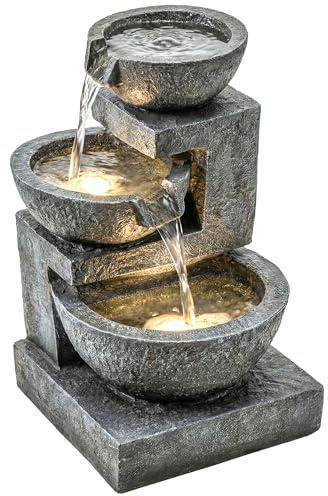 Outsunny Fuente de Agua Decorativa Jardín LED Bomba 40x37x61 cm Multicolor