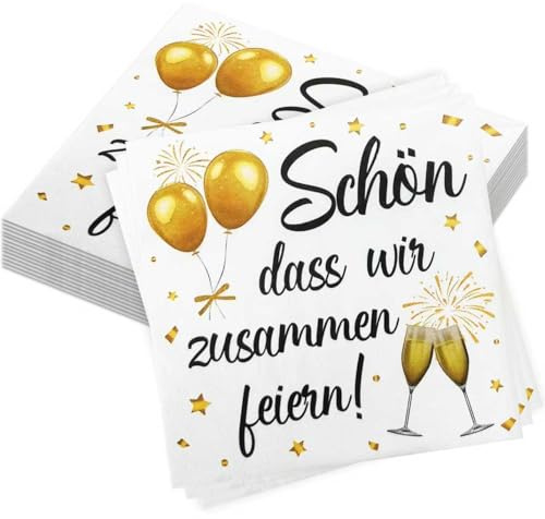 40 Stück Servietten Geburtstag,Servietten Schön dass wir zusammen feiern | 33 x 33 cm Papierservietten,Geburtstagsservietten,für Tischdeko Party Hochzeit Geburtstagsdeko