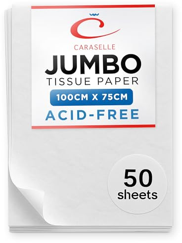 25 Jumbo Blatt weiß säurefreies Seidenpapier 750 x 1000 mm von Caraselle | Säurefrei und biologisch abbaubar, ideal zum Verpacken von Geschenken, Verpacken, Verpacken von Kleidung, Bastelprojekten