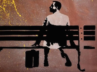 Kunst Druck auf Leinwand - Forrest Gump (div. Größen) Bild fertig auf Keilrahmen ! Graffiti Like Banksy Art Gemälde Kunstdrucke, Wandbilder Street (60x80cm)