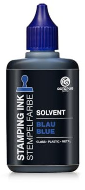 50 ml Solvent Stempelfarbe blau, wasserfest auf Lösemittelbasis für nichtsaugende und nichtporöse Untergründe, lasierend