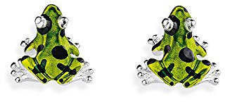 Drachenfels Luxus Ohrringe Giftpfeilfroschkönig in Echtsilber/Ohrstecker Silber 925 Sterling nickelfrei/Elegante Design Ohrringe für Damen/D GFR 20-1/AG