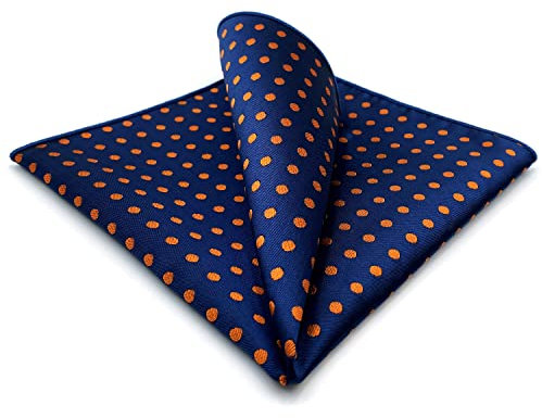 S&W SHLAX&WING Men Herren Einstecktücher Polka Dot Orange Blau 32cm