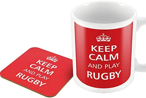 The Victorian Printing Co - Keep Calm - and Play Rugby - Mug and Coaster Set