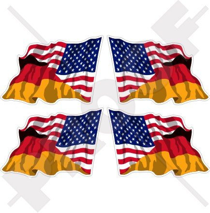 StickersWorld Vinyl-Aufkleber, USA-Deutschland, 4 Stück, Multicolor, Outdoor, 50 mm, Rechteckig
