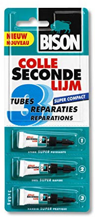 Bison Colle Seconde Super Compact - Adhésifs (Tube, Multicolore, Transparent, Semi-permanent, 60 s, 2,4 g)