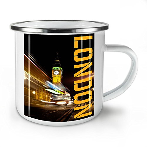 London Turm Uhr Emaille-Becher, Groß - 10 Unzen-Tasse - Kräftiger, griffiger Griff, Zweiseitiger Druck, Ideal für Camping und Outdoor von Wellcoda