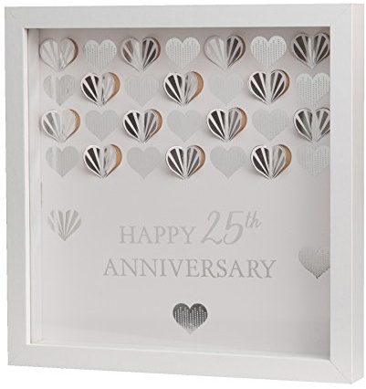 Widdop Bingham Celebrations White MDF Framed Wall Plaque - 25th Silver Anniversary