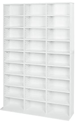 Lillyvale CD Bookcase Storage Shelf Case Cabinet Rack Unit Tower Organizer Adjustable Wooden Book Bluray Video Games Up To 837 CD's (White)