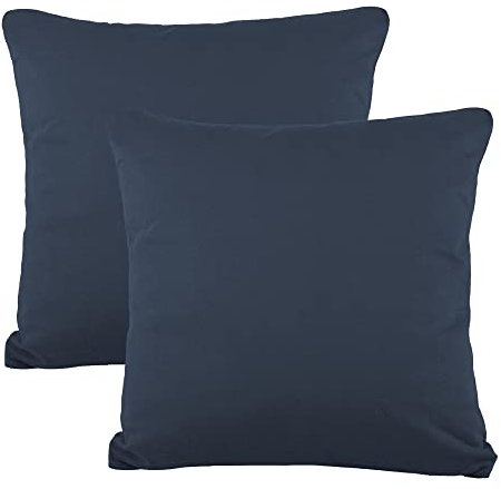 CelinaTex BeBasic Kissenbezug Doppelpack 40 x 40 cm dunkel blau Mikrofaser Dekokissen Bezug Jersey