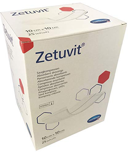 Hartmann Zetuvit Sterile Absorbent Dressing Pads, 10cm x 10cm, Pack of 25