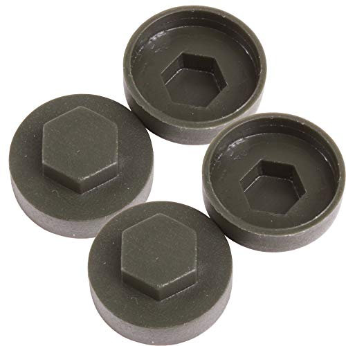 White Hinge 100x Juniper Green Hex TEK Roofing Cover Caps for 19mm Washer/Coverage & 8mm Recess