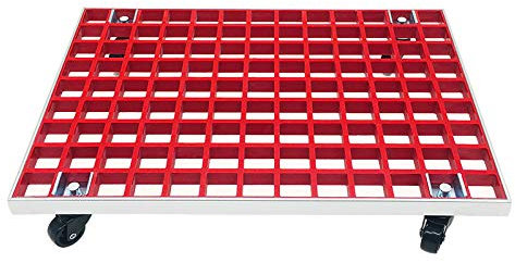 Mkuha Chariot à roulettes Plantes Charge Lourde, Caddy de Plante avec Casiers, Soucoupe Plante Rectangle en GFRP, Transporteur de Pots avec Roues, Chariot pour Pots de Plantes Exterieur,Rouge,50x35