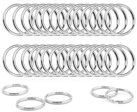 Schlüsselringe Flach 100 Stücke 25mm Schlüsselring Runder, Schlüsselanhänger Ringe Stahl gehärtet + Rostschutz, Hausschlüsseln Spaltringe klein Autoschlüsseln ringe.