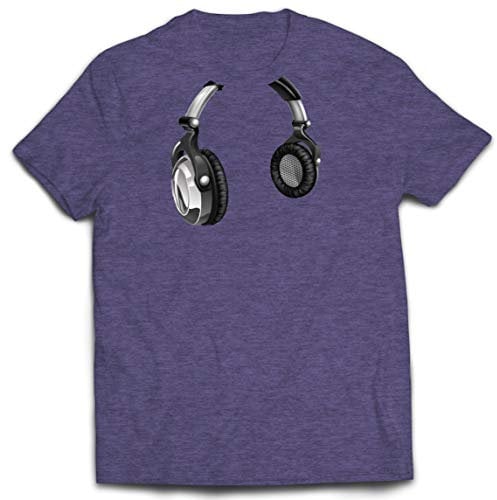 lepni.me Mens T-Shirt DJ Gift for Music Lovers Retro Music Electronics Headphone Print (XXL Heather Grey Multi Color)