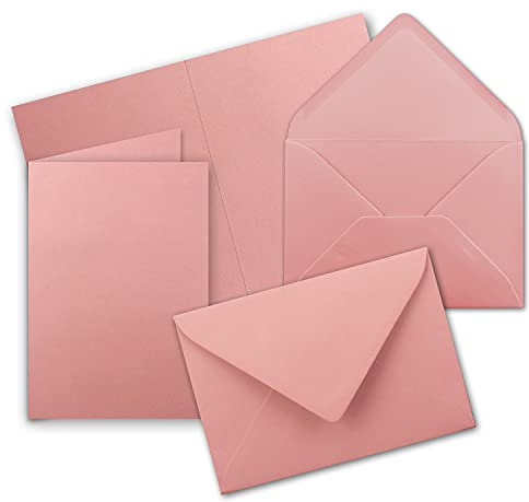 10x Faltkarten Set DIN A5 in Altrosa inkl. Umschlägen DIN C5 - blanko Klappkarten 14,8 x 21 cm - sehr formstabil - für Drucker geeignet - Marke: NEUSER FarbenFroh