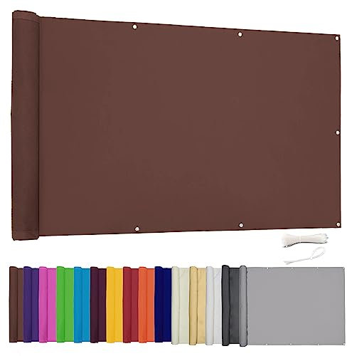 Lingle888 Balkon Sichtschutz PB2 PES blickdichte Balkonumspannung mit Ösen und Kabelbinder 8 Tage geliefert - in div.20 Größen & 14 Farben 420D(Braun,0.4x3m)