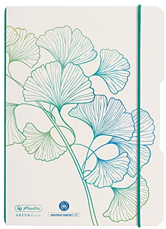 Herlitz 50033676 Notizheft flex A5, 40 Blatt, punktiert, Motiv: GREENline Ginkgo, 1 Stück