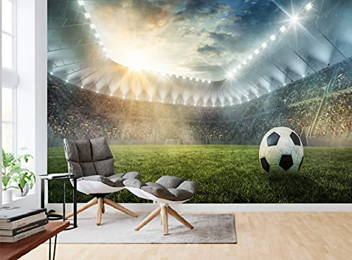Stade de Football Papier Peint Photo Papier Peint Sport Mural Image Décoration Murale (144 x 100 Pouces/366 x 254 cm) Poster Géant Papier Peint Adolescents Enfants Chambre Garçons Chambre