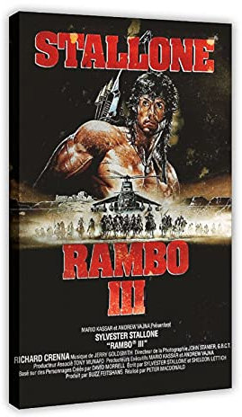 SHAMAO Vintage Classic Action War RAMBO III Retro Movie Poster Leinwand Poster Schlafzimmer Dekor Sport Landschaft Büro Zimmer Dekor Geschenk Rahmen: 30 × 45 cm