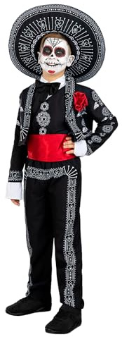 Funidelia Déguisement de Mariachi pour garçon avec chapeau, Costume du Jour des Morts pour enfant, Déguisements de Carnaval, Halloween et Fêtes – Taille 5-6 ans