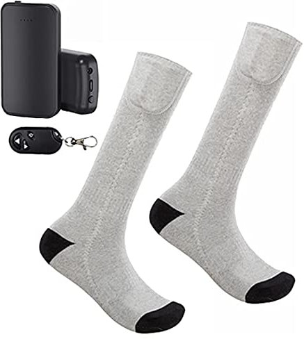 EEUK Calze riscaldate a Batteria con Telecomando 7,4V 4000 mAh Batteria Ricaricabile Calze per Uomo Donna per Piedi Cronicamente Freddi, Scaldapiedi Calze riscaldate(Size:3 Pair,Color:Nero Grigio)