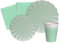 Ciao- Kit Mesa Fiesta Party Flower Shape 24 Personas (112 pzas: Platos, Vasos, servilletas) en Papel compostable, Menta Verde Vajilla Eco-Friendly, sólido, Color (AZ103)