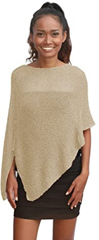 creazioni unique Poncho Coprispalle da Donna Elegante da Cerimonia o Sera - Poncho Donna in Rete di Viscosa Termica con Essenza di Fiore di Ciliegio (Avorio)