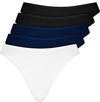 Nur Die 5er Pack String Tanga mehrfarbig aus Baumwolle Stretch Unterwäsche Unterhosen Basic Mehrpack Damen