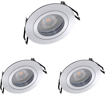 Oktaplex 3er Set Einbaustrahler mit LED Modul - 3 Stufen dimmbar - Aluminium Lyon 4,8W 2700K 230V 380lm Warmweiß 110° Einbaudurchmesser 68mm Spots Rund