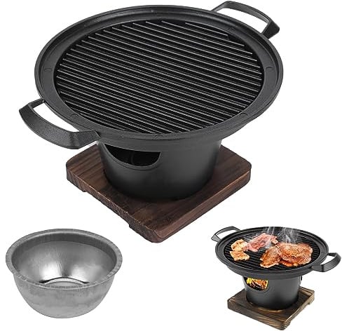 Tragbarer Holzkohlegrill, Haushalts-Mini-Rauchfreier Grill, Holzkohleofen, BBQ-Zubeh?r, koreanische BBQ-Grillpfanne für Zuhause, 10,2 x 8,3 x 4,9 Zoll