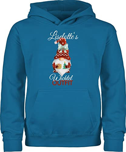 Kinder Hoodie Jungen Mädchen - Weihnachten Geschenke - Wichtel Outfit mit Name - 152 (12/13 Jahre) - Himmelblau - weihnachtshoodie Weihnachts weihnachtswichtel Pulli Weihnachtspullover Christmas