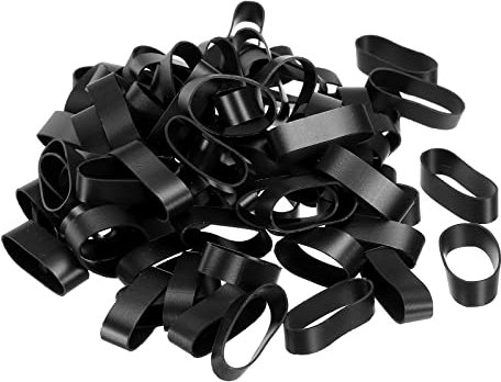 PATIKIL Silicone Rubber Bands Cable Ties 50pcs Non-Slip 0.9 Flat Black for Cord Wrapping, Bag Wraps, Art