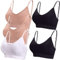 BQTQ 5 Stücke Bralette Damen V Hals Cami Top BH Bralettes Schlafen BH für Frauen Mädchen, L(Schwarz, Weiß, Beige)