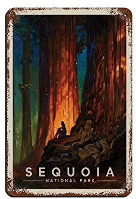 Oudrspo Travel Poster Sequoia National Park Nature'S Cathedral Vintage Tin Sign 8X12Inch Home Office Kitchen Pub Club Cafe Bar Farm Restaurant Collection Metal Wall Art Retro Plaque