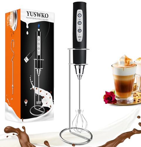 Mousseur à lait rechargeable portatif avec 3 têtes, fouet mélangeur électrique à café, mini mixeur à main avec 3 vitesses réglables pour latte, cappuccino, chocolat chaud, œuf