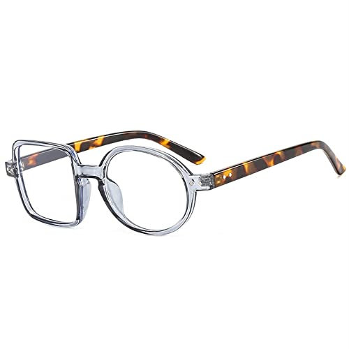 Rundes Brillengestell Damen Herren Klare Linse Quadratisches Licht Glas Brillenbrille Weibliche Brille, Einheitsgröße, schwarz weiß