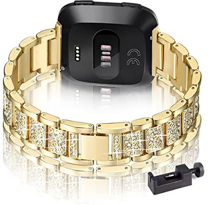 Metall Armband für Fitbit Versa 3/ Versa 4/Sense/Sense 2 Armband, Frauen Strass Glitzer Verstellbare Edelstahl Ersatzbänder Armband Kompatibel mit Fitbit Versa 3/ Versa 4/Sense/Sense 2 (A)