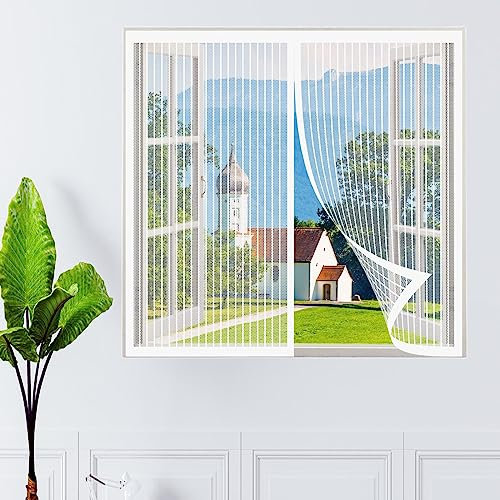 Fliegenvorhang Moskitonetz 70 x 120 cm Moskitonetz für Fenster Moskitonetz Fenster waschbares Netz für Dachfenster mit Reißverschluss, Weiß