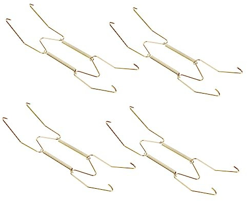 STOBAZA 4pezzi Gancio Per Piatti Da Parete in Metallo Con Rivestimento Dorato Ganci Molla Con Appendiportapiatti Da Leggeri e Pratici Per Uso Quotidiano