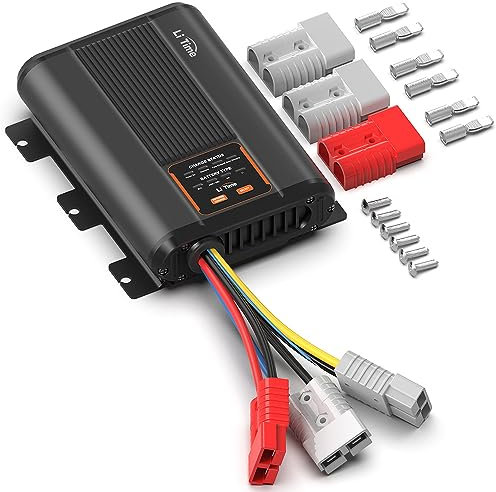 LiTime 12V 40A DC to DC Chargeur de Batterie Convient Aux Batteries 12V Au Lithium Fer Phosphate, Plomb Acide, SLA, Gel, AGM, Calcium, Chargeur Batterie Lithium Convient Aux Caravanes Bateaux Yachts