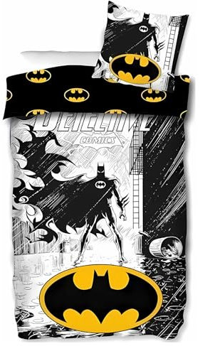 Bettwäsche Batman, 1 Bettbezug + 1 Kissenbezug, 100 % Baumwolle (Bettwäsche Batman, 140 x 200 cm)