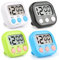 VFANDV Eieruhr Digital 4 Stück, Magnetische Stoppuhr Küchentimer Kleine Kinder Zeitschaltuhr mit Einklappbarer Ständer Countdown Kurzzeitwecker Digitaler Timer für Küche Schule Sport (4 Farben-001)