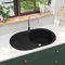 AUVYI Granitspüle Einzelbecken Oval Schwarz 78x50x31,5cm Waschbecken Kitchen Sink Küchenspülen Küchenarbeitsplatte Ausgussbecken Spülbecken Arbeitsplatte Küche Spüle
