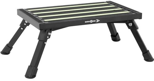 BRUNNER Unisex – Erwachsene Klapptritt Go Step Black Fluo Wohnwagen Camping Leiter Tritt Stufe Alu, Schwarz, ‎Einheitsgröße
