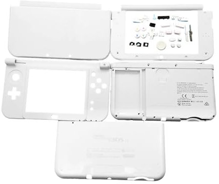 White Color DIY New3DSXL Extra Housing Case Complete Shells Set Replacement, for New3DS New 3DS XL LL 3DSXL 3DSLL New3DSLL Consoles, JP Covers Plates w/Buttons, Screws, Stylus, Mirror, Plugs